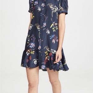 Tanya Taylor Navy Floral Mini Dress